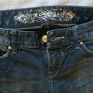 Express Women’s Low Rise Boot Cut Stella Jeans Size __ Dark Wash EUC